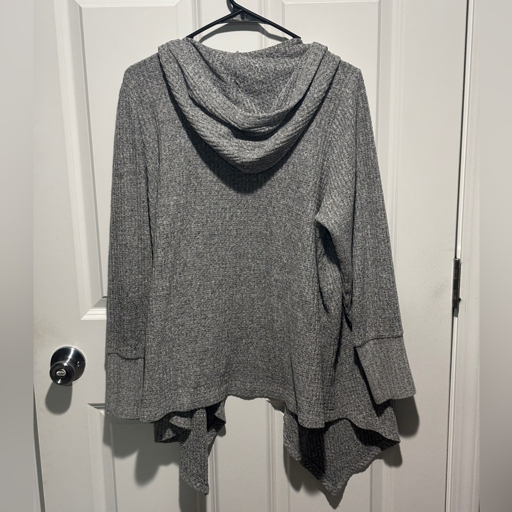 Torrid Super Soft Plush Waffle Drape Front Hooded Cardigan - Picture 6 of 7